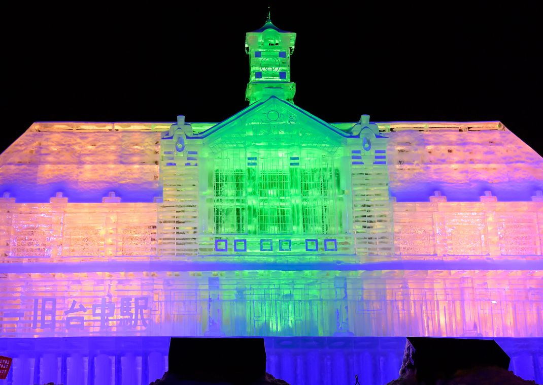 Snow castle at Sapporo Snow festival, Hokkaido, Japan