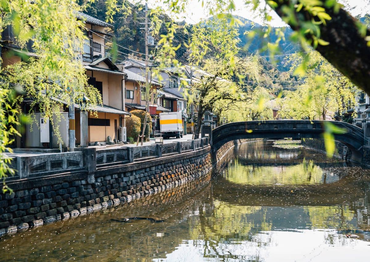 Kinosaki Onsen-dorp in de lente, Hyogo, Japan