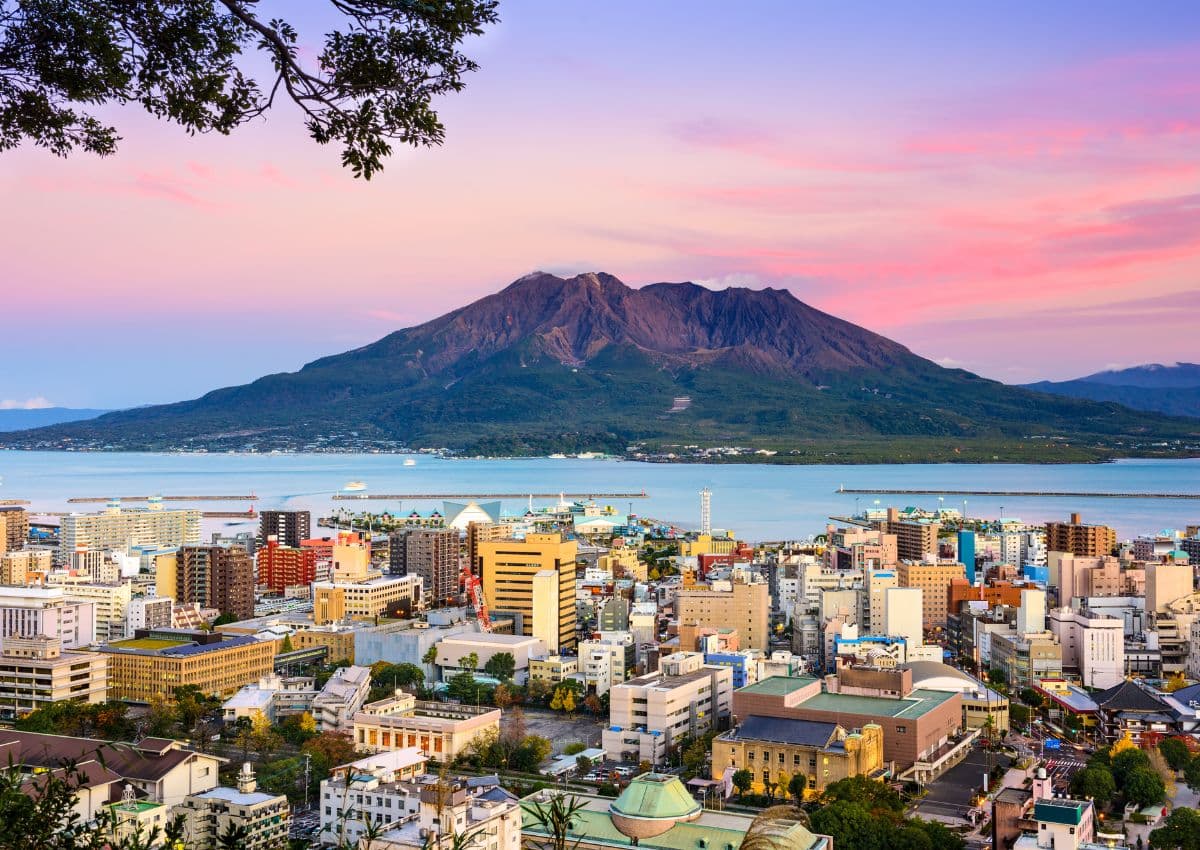 Sakurajima-vulkaan in Kagoshima, Japan.