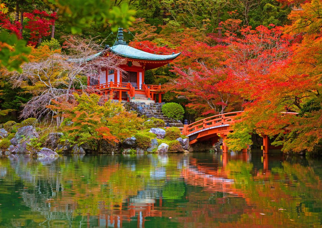 De Daigo-ji tempel tijdens de herfst
