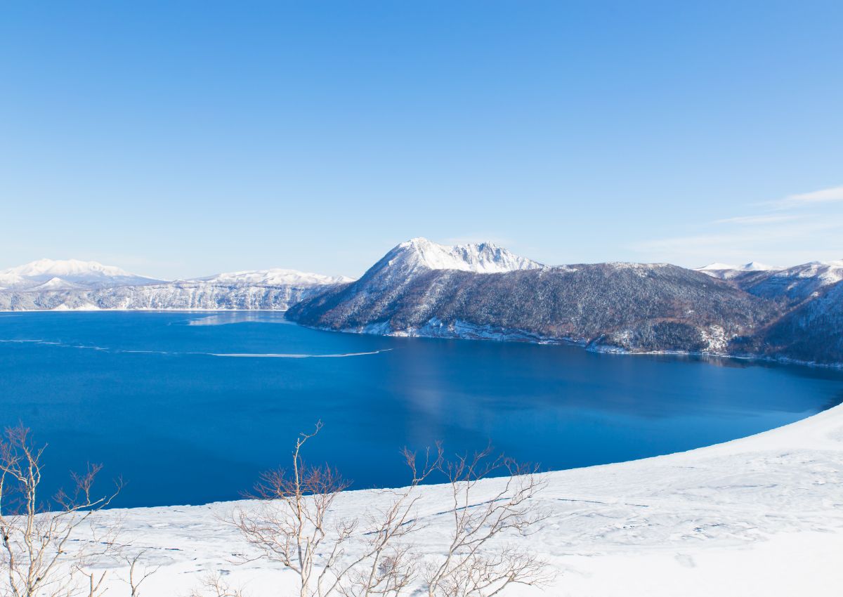 Meer Mashu in de winter, Hokkaido
