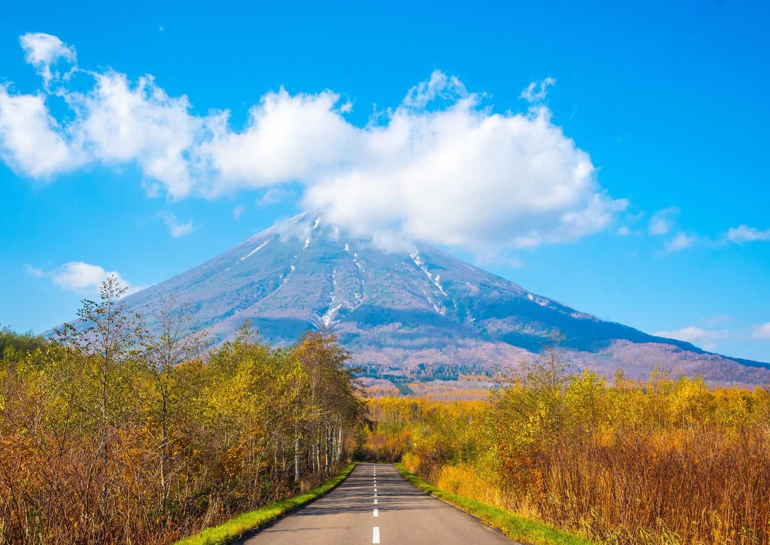 Weg in Niseko, Hokkaido in de zomer.