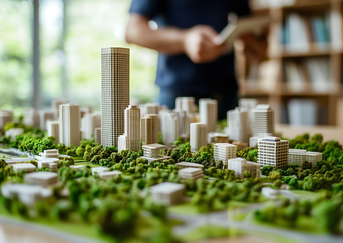 Groen stedelijk model voor architectuur