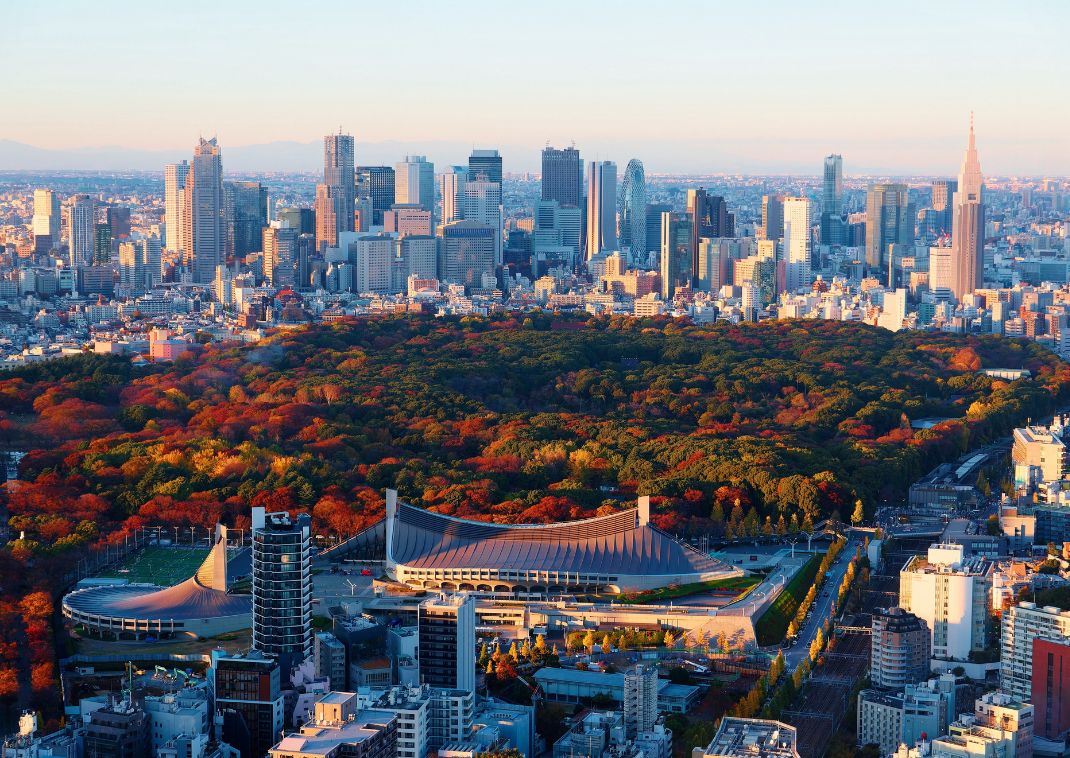 Stadsgezicht van Kyoto, Japan in de herfst