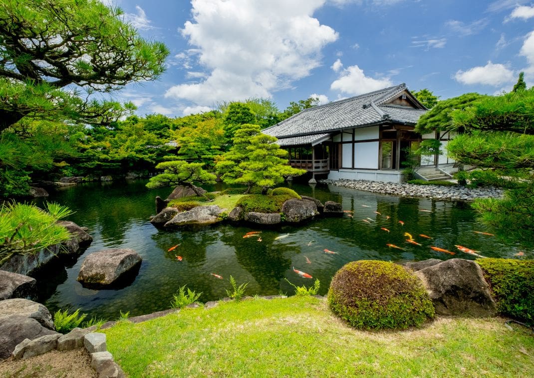 Koko-en tuin in Japan gedurende de dag