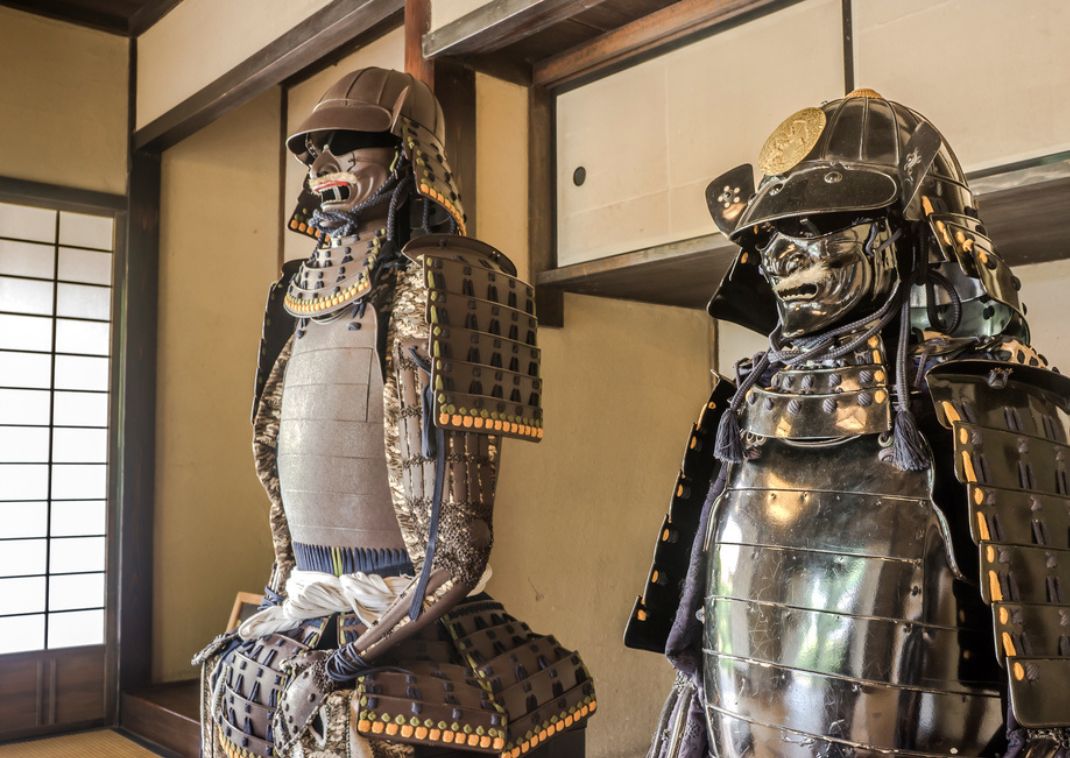  Wapen van Japanse samoeraitraditie in samoeraihuis in Chiba Japan