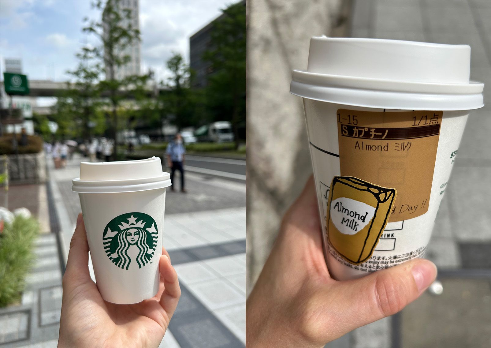 Een koffie to-go met amandelmelk in Japan