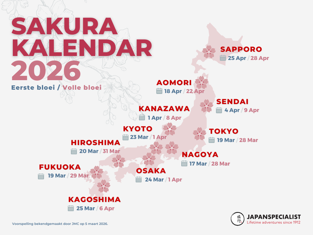 Japan's kersenbloesemsvoorspelling 2026