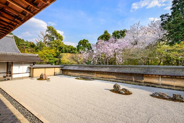 Ryoan-ji tempel's zen rotstuin in Kyoto, Japan 