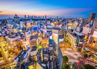 Shibuya Crossing vanaf de lucht, Tokyo