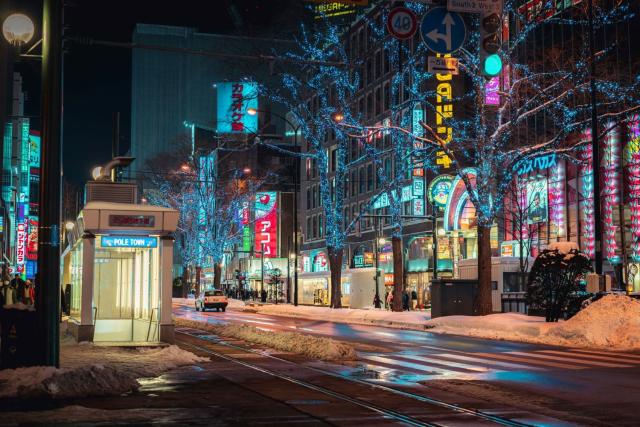 Sapporo bij nacht