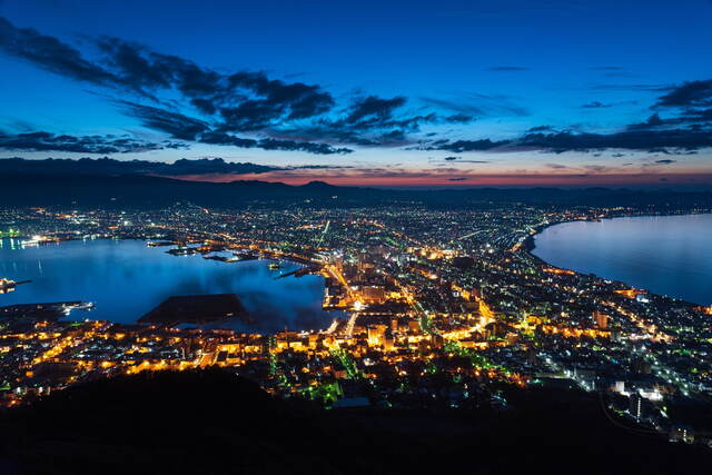 Het avondlicht van Hakodate