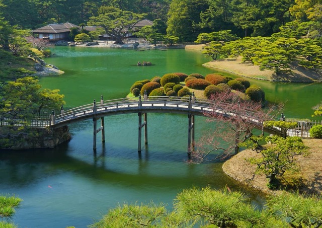 Engetsukyo Brug, Ritsurin Tuin, Takamatsu