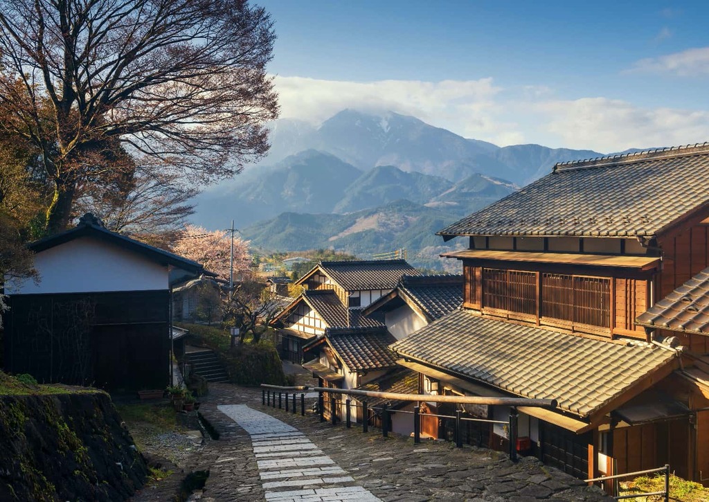 Het uitzicht vanaf Magome-juku