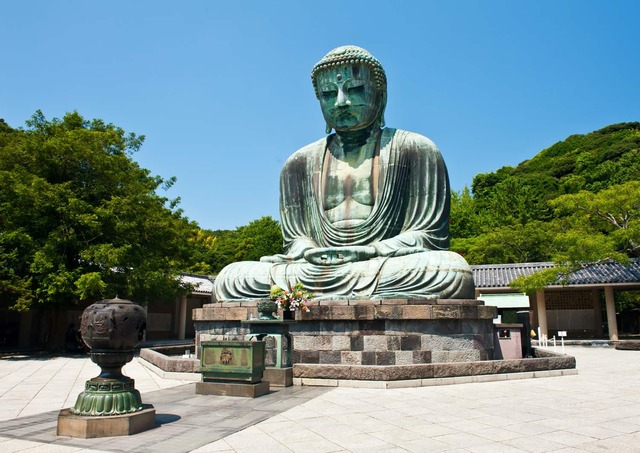 De grote Boeddha van Kamakura in de Kotoku-in-tempel