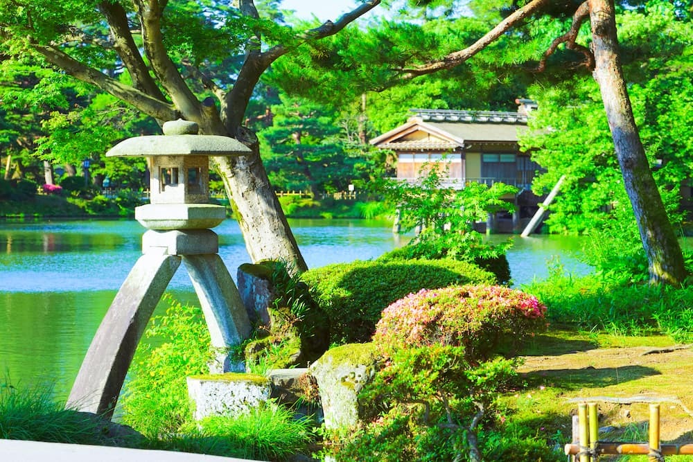 Japanse tuin bij Kenrokuen Garden, Kanazawa City