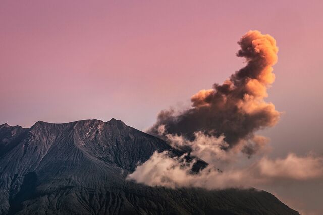 De Sakurajima-vulkaan in Kagoshima 