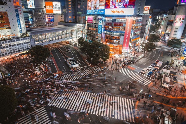 De beroemde Shibuya-kruising in Tokyo 