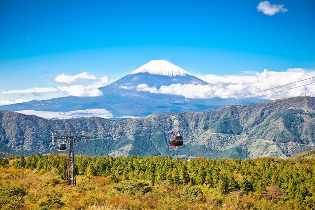 Uitzicht op Mount Fuji vanaf de Hakone Ropeway, Hakone
