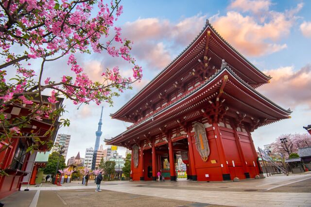 Poort van de Senso-ji-tempel in Asakusa, Tokyo