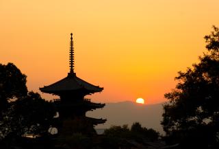 Zonsondergang in Kyoto