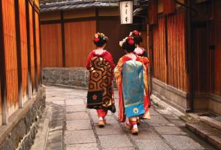 Geisha's in het district Gion in Kyoto