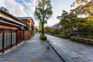 De straten van Kyoto op de fiets