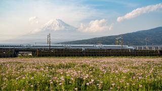 Shinkansentrein en Mount Fuji