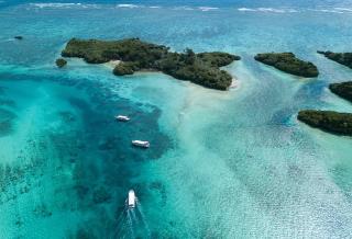 Luchtfoto over Kabira Baai